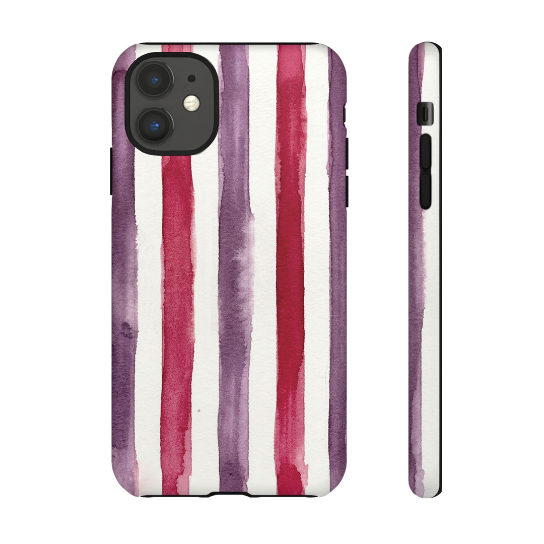 Tough Cute Wine Red Purple Stripes Phone Case, for IPhone 17 Pro Max | Iphone 17 Air, Iphone 16, IPhone 15, 14 13 12, Samsung Galaxy S26, S25, S24, S23 - Studio40ParkLane