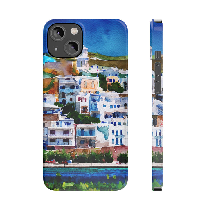 Slim Cute Phone Cases for Iphone | iPhone 15 Case | iPhone 15 Pro Max Case, Iphone 14, Iphone 14 Pro Max, Iphone 13, Colorful Greek House Watercolor - Studio40ParkLane
