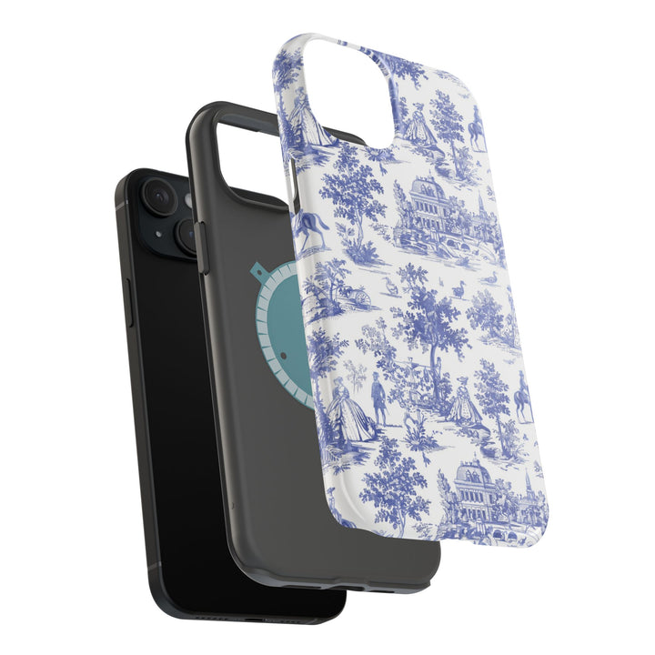 Blue Toile Magnetic Impact-Resistant Cute Phone Case for Iphone 16, iPhone 15 Pro Max Plus 14, 13, 12, 11 Gift for her - Studio40ParkLane