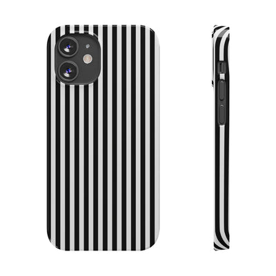 Slim Black White Striped Cute Phone Case for Iphone 16 - | iPhone 15 Pro Max Case | iPhone 14 Case Iphone 13 12 11 10 9 8 7 Gift for Her - Studio40ParkLane