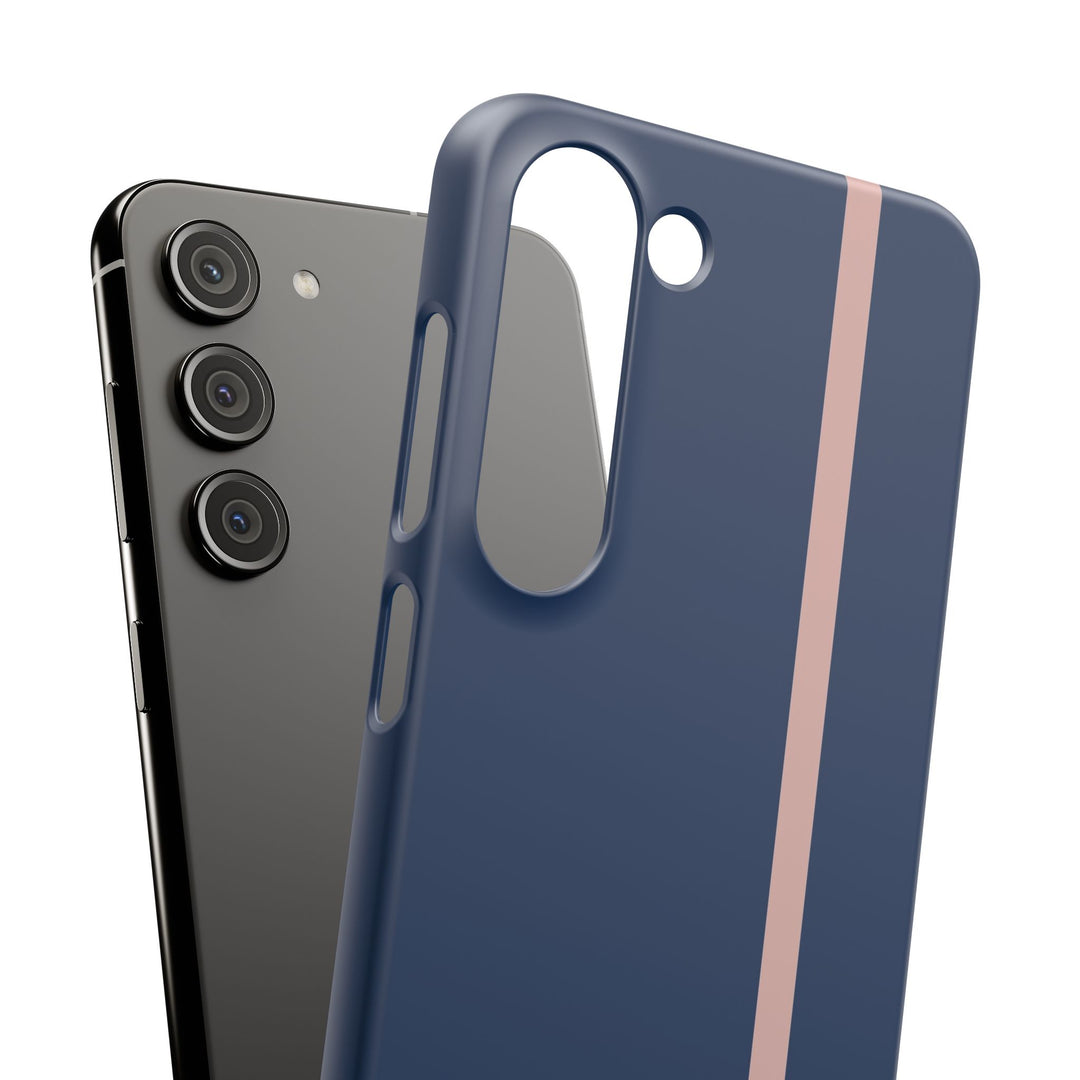 Sleek Navy Blue Pink Stripe Snap Phone Case for iPhone 18 17 16 15 14 13 Pro Max, Samsung Galaxy S26 S25 Ultra Lightweight Cute Phone Case - Studio40ParkLane