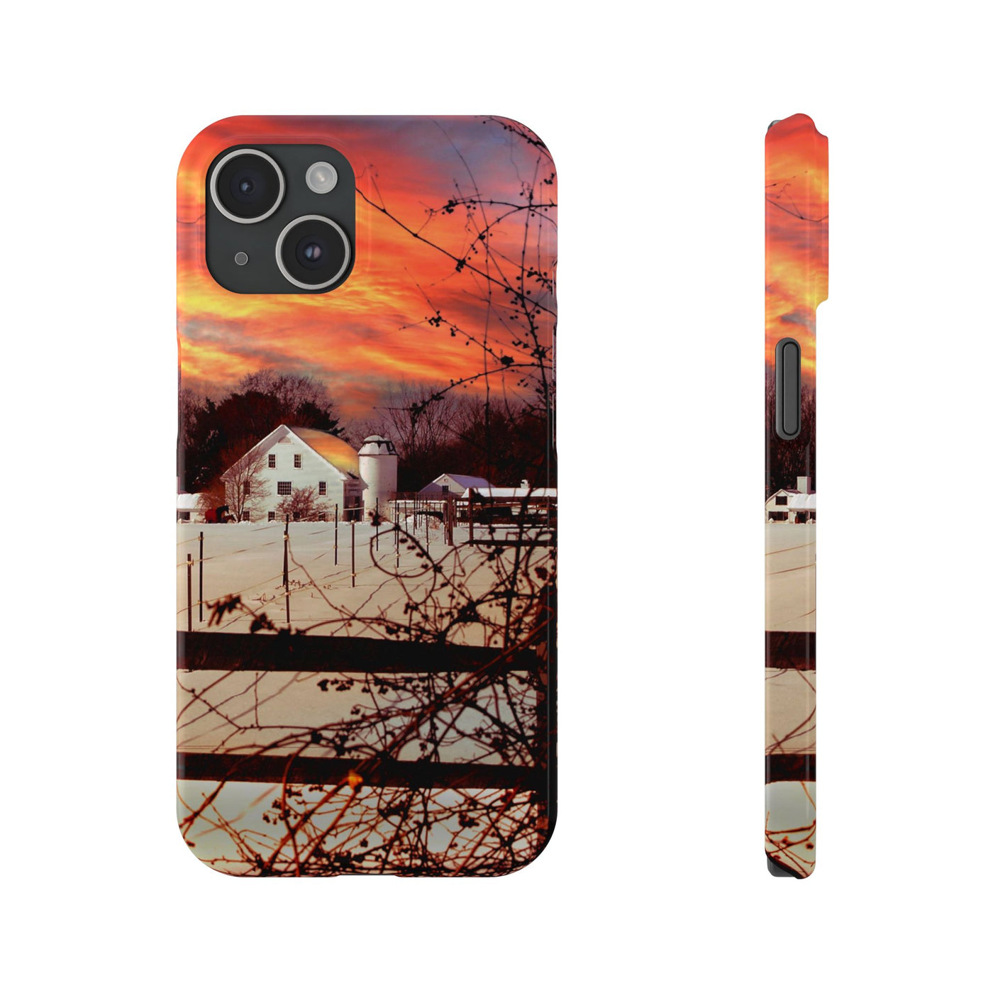 Slim Cute Phone Cases for Iphone - | iPhone 15 Case | iPhone 15 Pro Max Case, Iphone 14 Case, Iphone 14 Pro Max, Iphone 13, New England Winter Sunset