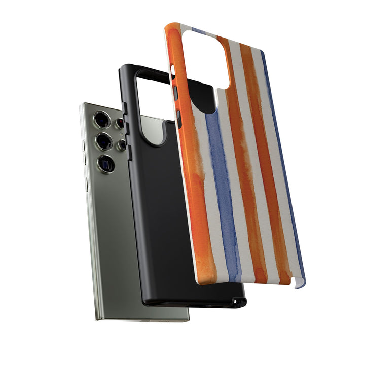 Tough Cute Blue Orange Stripes Phone Case, for IPhone 17 Pro Max | Iphone 17 Air, Iphone 16, IPhone 15, 14 13 12, Samsung Galaxy S26, S25, S24, S23 - Studio40ParkLane
