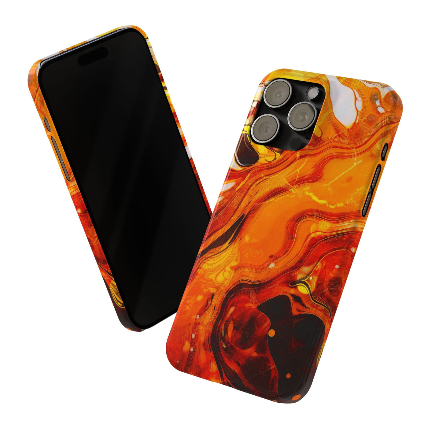 Slim Cute Phone Cases for Iphone - | iPhone 15 Case | iPhone 15 Pro Max Case, Iphone 14 Case, Iphone 14 Pro Max, Iphone 13, Marble Orange Yellow