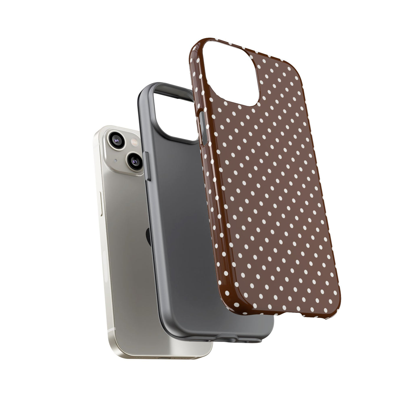 Aesthetic Tough Mocha Brown Polka Dots Premium Phone Case - For iPhone 17 Pro Max iPhone 16 Pro iPhone 15 Iphone 14 Plus 13 Pro 12 11 10 - Studio40ParkLane