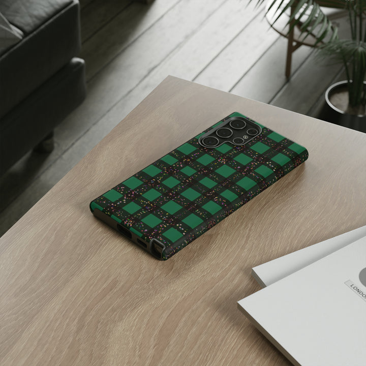 Cute Samsung Phone Cases, Designer Samsung Galaxy S23 Phone Case, Samsung S22 Case, Samsung S21 Case, Samsung S20 Case, Green Festive Plaid - Studio40ParkLane