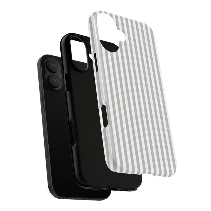 Tough Premium Ash Grey Stripes Phone Case Gift for Her - For Apple iPhone 16 Pro Max 16e iPhone 15 Pro iPhone Iphone 14 Plus 13 Pro 12 SE XR - Studio40ParkLane