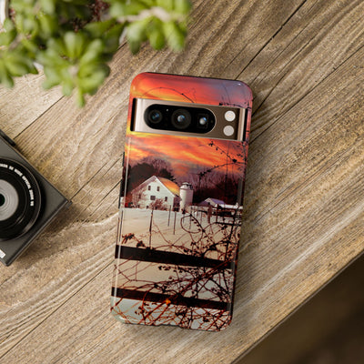 Impact Resistant, Winter Sunset Cute Phone Cases for Samsung S24, S23, S22, S21, IPhone 15 pro Iphone 14 pro Iphone 13 IPhone 12 Iphone 11