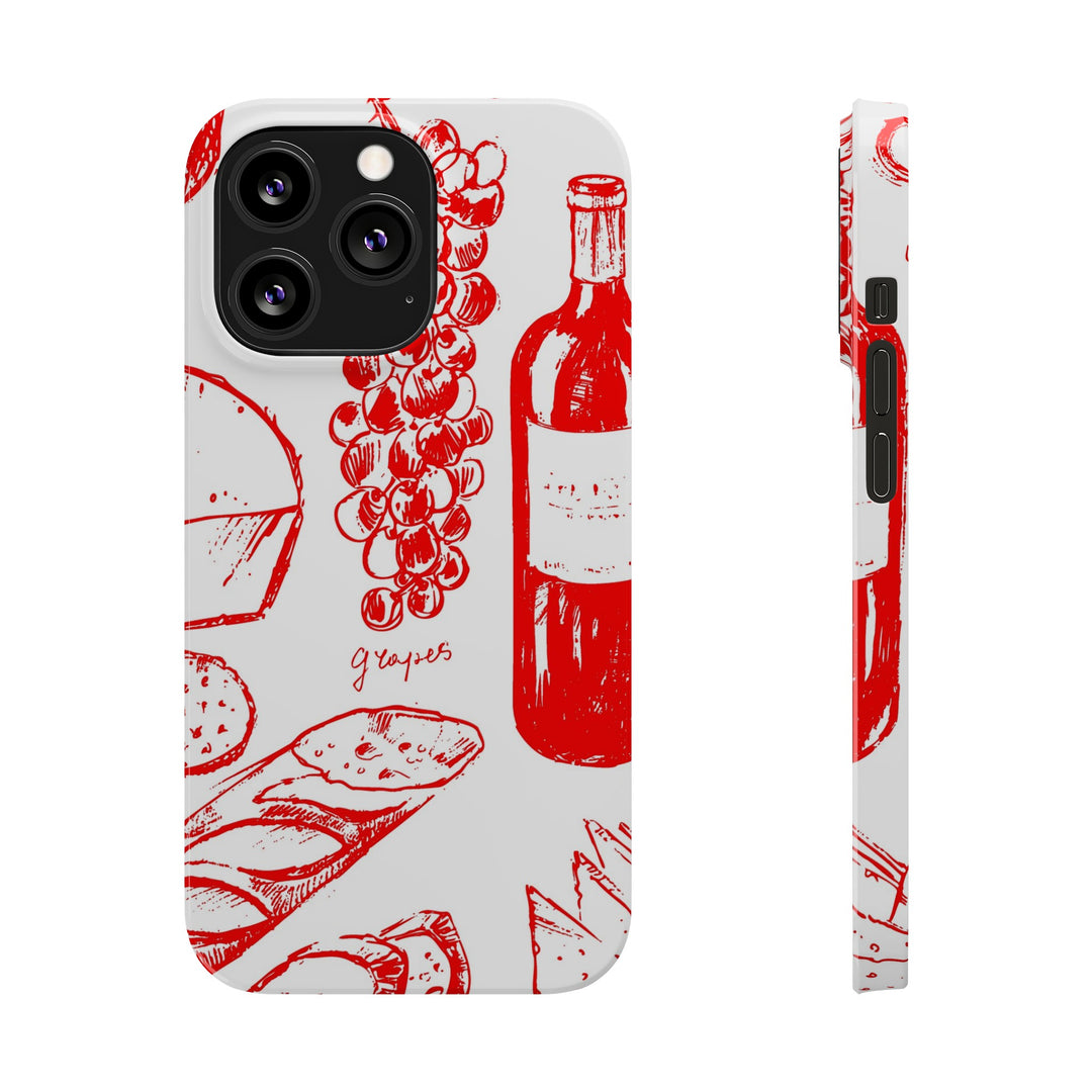 Slim Cute Phone Cases for Iphone | iPhone 15 Case | iPhone 15 Pro Max Case, Iphone 14, Iphone 14 Pro Max, Iphone 13, French Food Wine Red - Studio40ParkLane