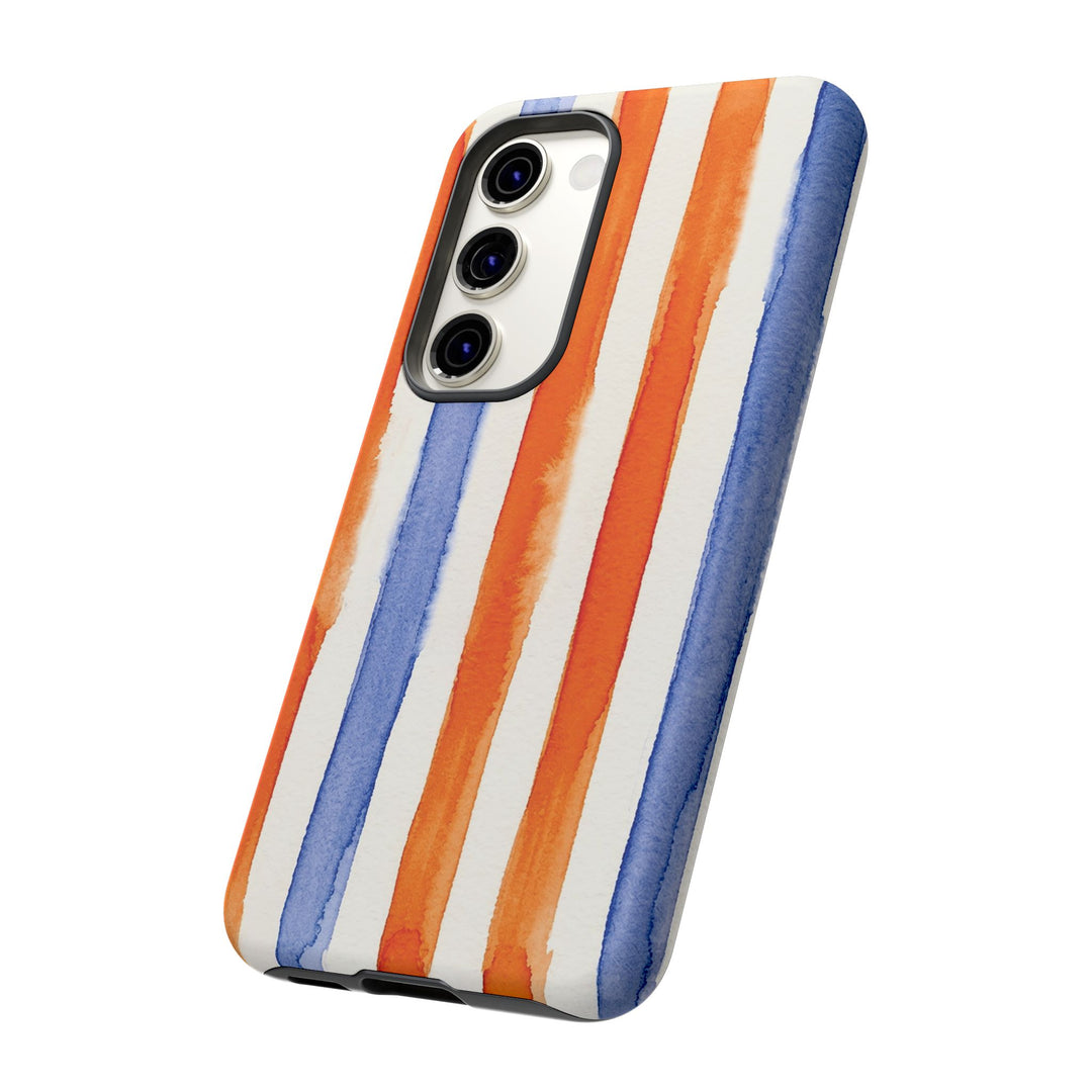 Tough Cute Blue Orange Stripes Phone Case, for IPhone 17 Pro Max | Iphone 17 Air, Iphone 16, IPhone 15, 14 13 12, Samsung Galaxy S26, S25, S24, S23 - Studio40ParkLane