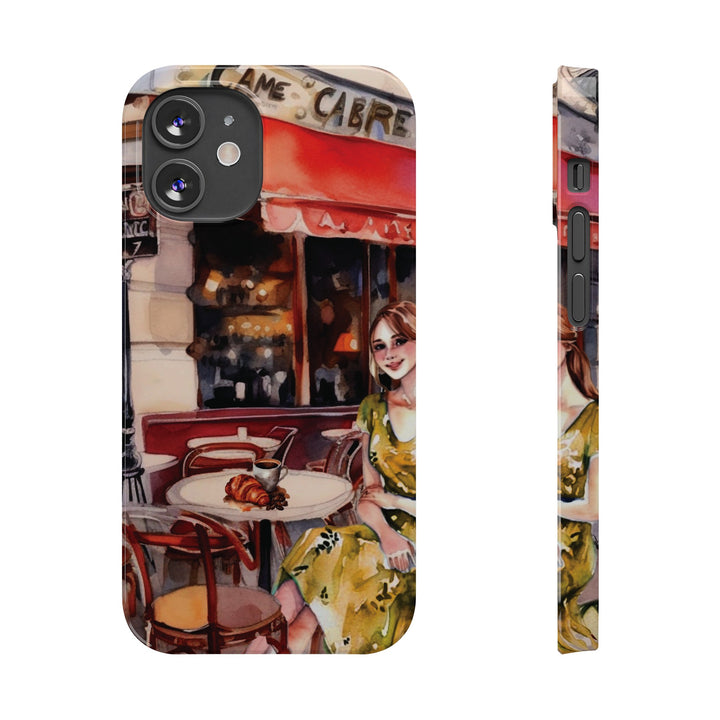 Slim Cute Phone Cases for Iphone - | iPhone 15 Case | iPhone 15 Pro Max Case, Iphone 14 Case, Iphone 14 Pro Max, Iphone 13, Paris Cafe Coffee Croissant - Studio40ParkLane