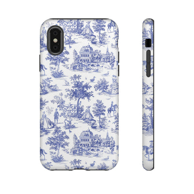 Premium Tough Blue French Toile Gift for Her Cute Phone Cases for Samsung and Iphone, 16, 15, 14, S24, S23, S22, S21, S20, Plus, Ultra, Pro