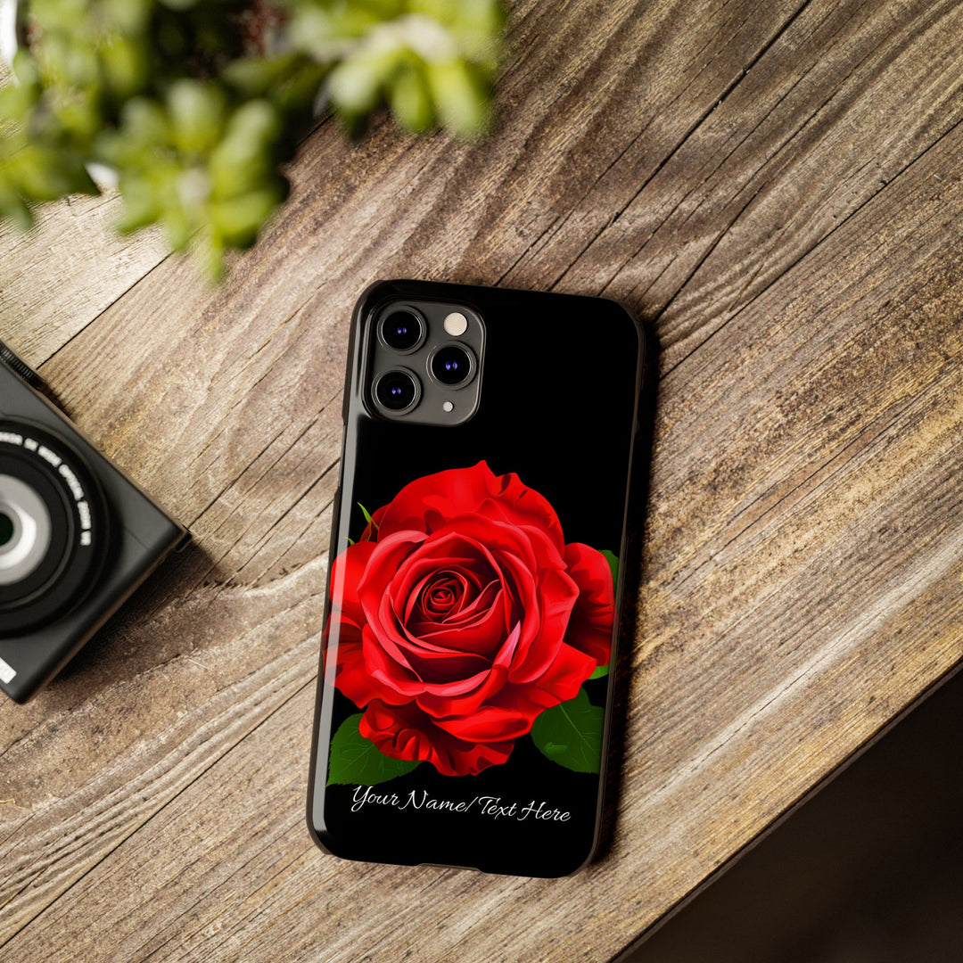 Slim Custom Personalized Red Rose Flowers Gift for Her Cute Phone Cases for Iphone 16 Pro Max | iPhone 15 Case | iPhone 15 Pro Max Case, Iphone 14, Iphone 14 Pro Max, Iphone 13 12 11 8 7 - Studio40ParkLane