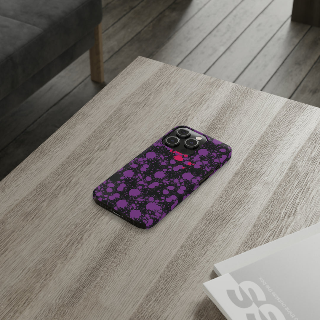Slim Cute Phone Cases for Iphone - | iPhone 15 Case | iPhone 15 Pro Max Case, Iphone 14 Case, Iphone 14 Pro Max, Iphone 13, Purple Pink Paint Blots Splash - Studio40ParkLane