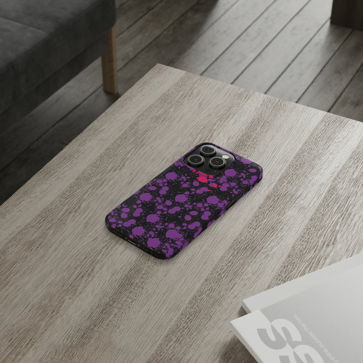 Slim Cute Phone Cases for Iphone - | iPhone 15 Case | iPhone 15 Pro Max Case, Iphone 14 Case, Iphone 14 Pro Max, Iphone 13, Purple Pink Paint Blots Splash - Studio40ParkLane