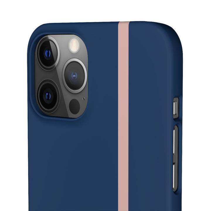 Sleek Navy Blue Pink Stripe Snap Phone Case for iPhone 18 17 16 15 14 13 Pro Max, Samsung Galaxy S26 S25 Ultra Lightweight Cute Phone Case - Studio40ParkLane