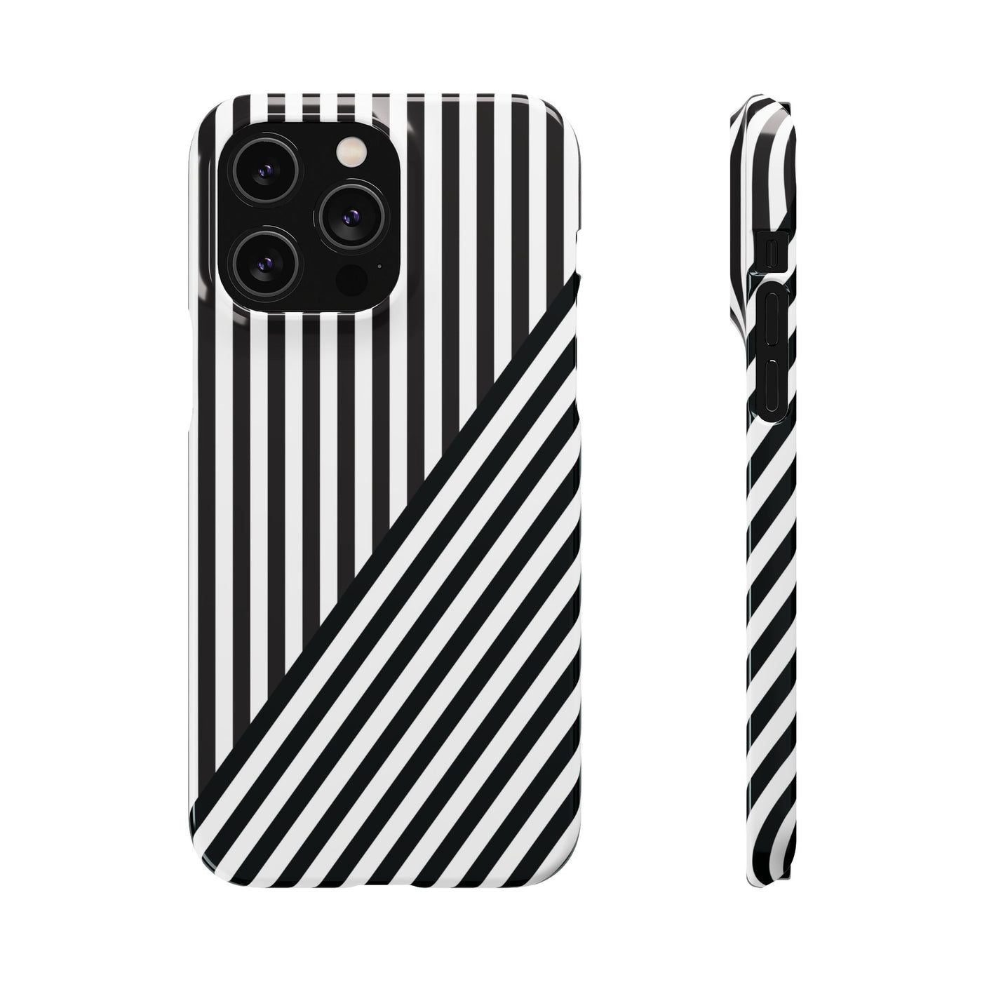 Aesthetic Black White Stripes Cute Phone Case Sleek Snap - For iPhone 17 Pro Max iPhone 16 Pro iPhone 15 Iphone 14 Plus 13 Pro 12 11 10 Gift - Studio40ParkLane