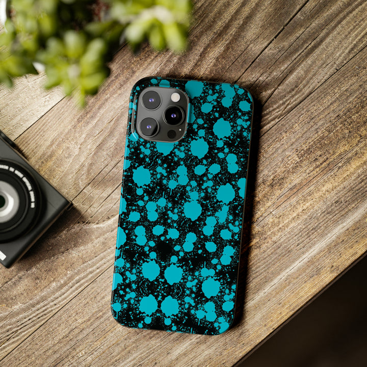 Slim Cute Phone Cases for Iphone - | iPhone 15 Case | iPhone 15 Pro Max Case, Iphone 14 Case, Iphone 14 Pro Max, Iphone 13, Blue Paint Blots Splash - Studio40ParkLane