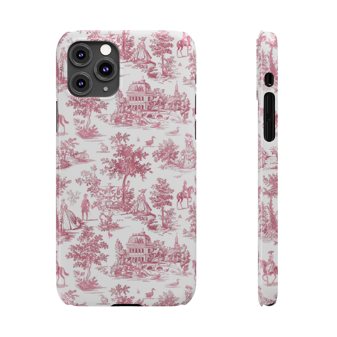 Slim Pink Vintage French Toile Cute Phone Cases for Iphone 16 Pro Max | iPhone 15 Case | iPhone 15 Pro Max Case, Iphone 14, Iphone 14 Pro Max, Iphone 13 12 11 8 7 - Studio40ParkLane