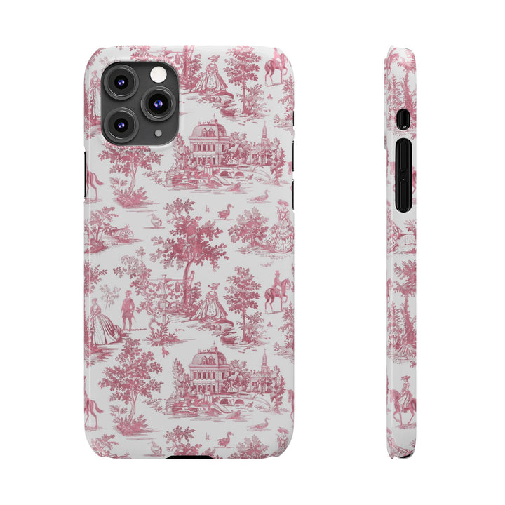 Slim Pink Vintage French Toile Cute Phone Cases for Iphone 16 Pro Max | iPhone 15 Case | iPhone 15 Pro Max Case, Iphone 14, Iphone 14 Pro Max, Iphone 13 12 11 8 7 - Studio40ParkLane