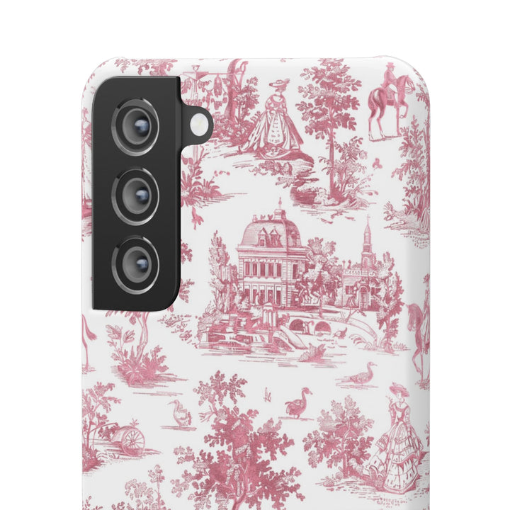 Sleek Snap Pink French Toile Cute Phone Case for iPhone 16 15 14 13 12 11 X Xs Max Xr Pro Plus Samsung Galaxy S24 S23 S22 S21 S20 Note Ultra