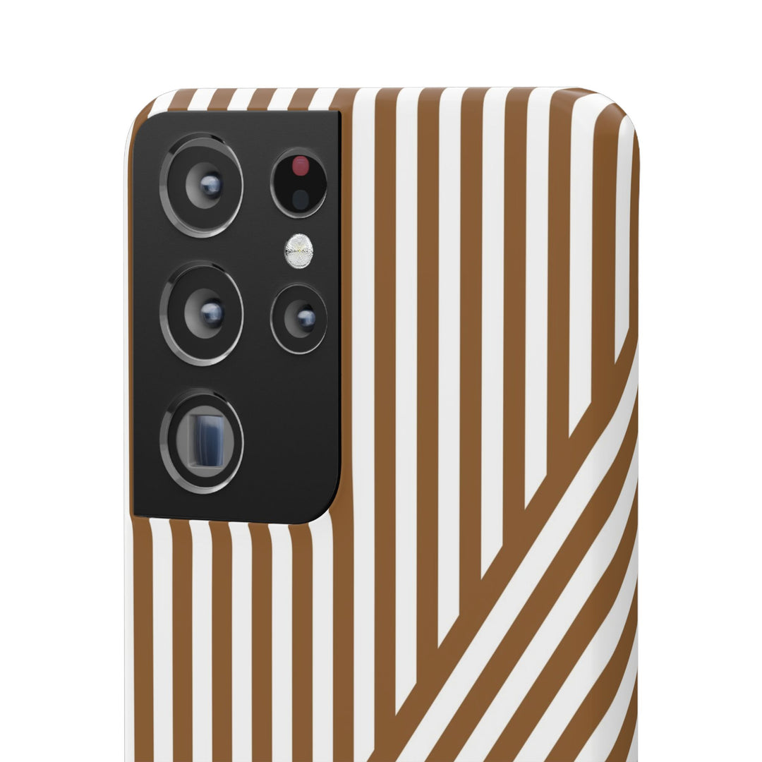 Aesthetic Mocha Brown Stripes Cute Phone Case Sleek Snap - For iPhone 17 Pro Max iPhone 16 Pro iPhone 15 Iphone 14 Plus 13 Pro 12 11 10 Gift - Studio40ParkLane