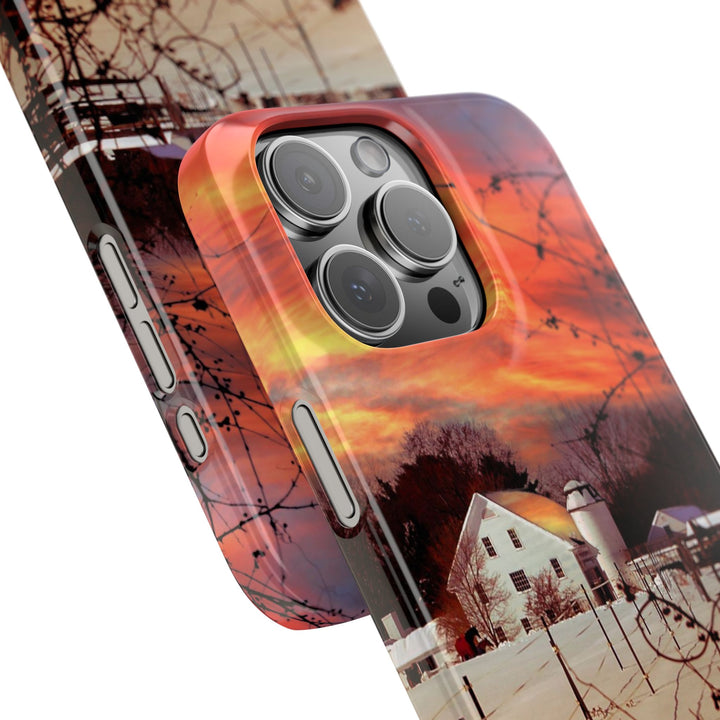 Slim Cute Phone Cases for Iphone - | iPhone 15 Case | iPhone 15 Pro Max Case, Iphone 14 Case, Iphone 14 Pro Max, Iphone 13, New England Winter Sunset - Studio40ParkLane