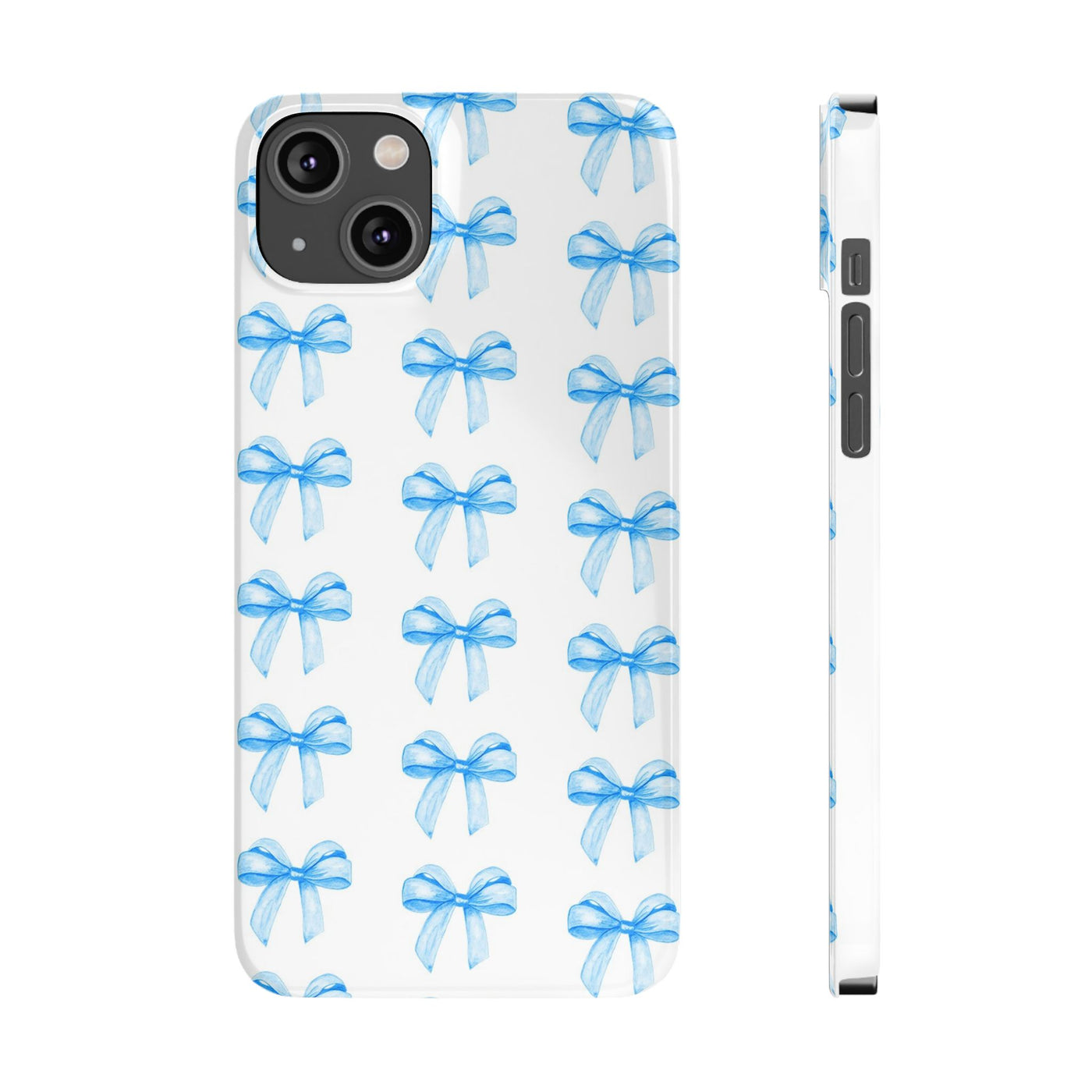 Slim Blue Bows Cute Phone Cases for Iphone 16 Pro Max | iPhone 15 Case | iPhone 15 Pro Max Case, Iphone 14, Iphone 14 Pro Max, Iphone 13 12 11 8 7