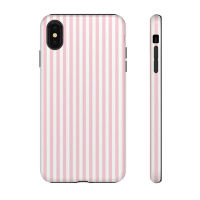 Tough Premium Sweet Pink Stripes Phone Case Gift for Her - For Apple iPhone 16 Pro Max 16e iPhone 15 Pro iPhone Iphone 14 Plus 13 Pro 12 SE XR - Studio40ParkLane
