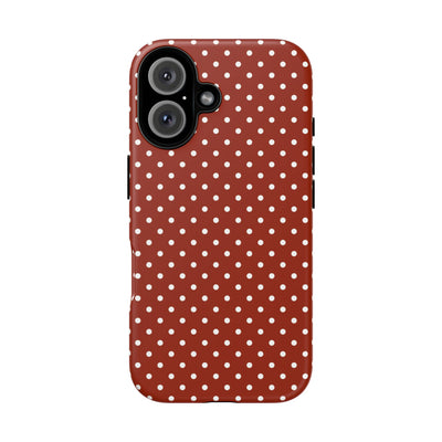 Aesthetic Tough Clay Red Polka Dots Premium Phone Case - For iPhone 17 Pro Max iPhone 16 Pro iPhone 15 Iphone 14 Plus 13 Pro 12 11 10 XR XS - Studio40ParkLane
