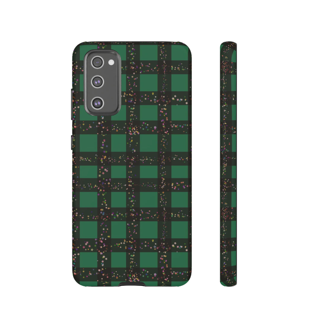 Cute Samsung Phone Cases, Designer Samsung Galaxy S23 Phone Case, Samsung S22 Case, Samsung S21 Case, Samsung S20 Case, Green Festive Plaid - Studio40ParkLane