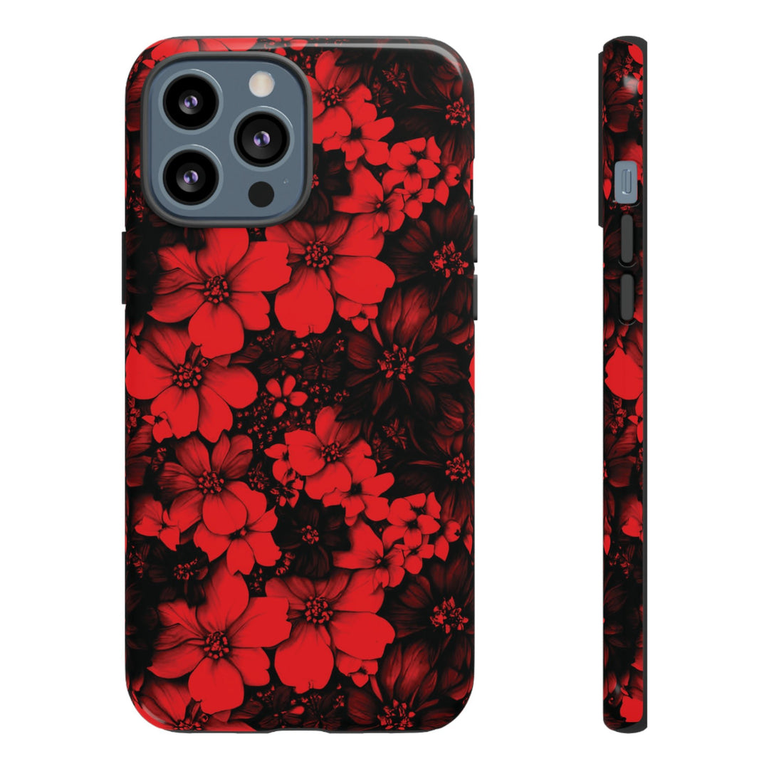 Cute IPhone Case | Red Black Flowers, iPhone 15 Case | iPhone 15 Pro Case, Iphone 14 Case, Iphone 14 Pro Max Case, Protective Iphone Case - Studio40ParkLane