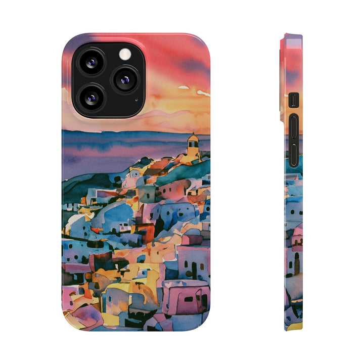 Slim Cute Phone Cases for Iphone | iPhone 15 Case | iPhone 15 Pro Max Case, Iphone 14, Iphone 14 Pro Max, Iphone 13, Colorful Greek House Watercolor - Studio40ParkLane