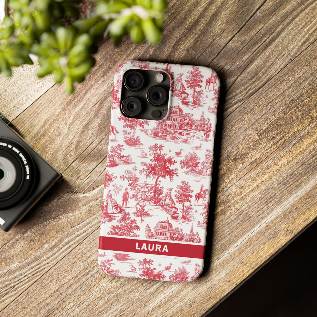 Slim French Toile Personalized Initial Custom Gift for Her Cute Phone Cases for Iphone 16 Pro Max | iPhone 15 Case | iPhone 15 Pro Max Case, Iphone 14, 13, 12, 11, 10, 8, 7 - Studio40ParkLane