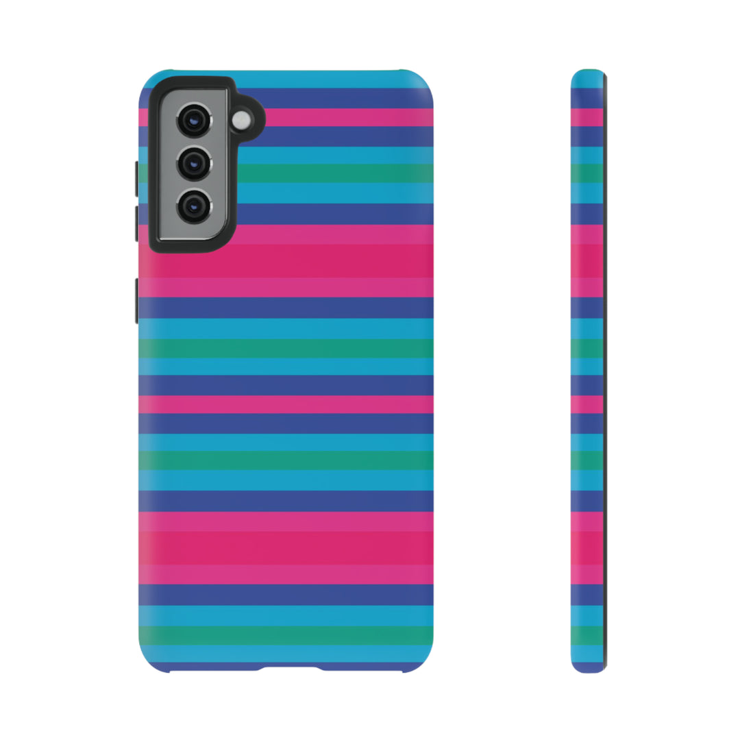 Cute Samsung Phone Case | Aesthetic Samsung Phone Case | Stripes Blue Pink | Galaxy S23, S22, S21, S20 | Luxury Double Layer | Cool - Studio40ParkLane