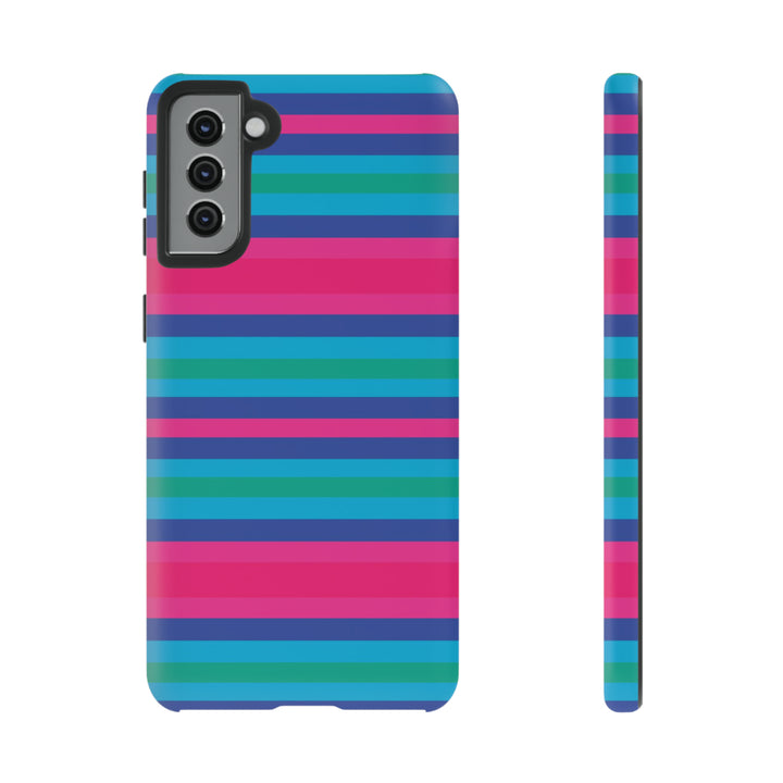 Cute Samsung Phone Case | Aesthetic Samsung Phone Case | Stripes Blue Pink | Galaxy S23, S22, S21, S20 | Luxury Double Layer | Cool - Studio40ParkLane