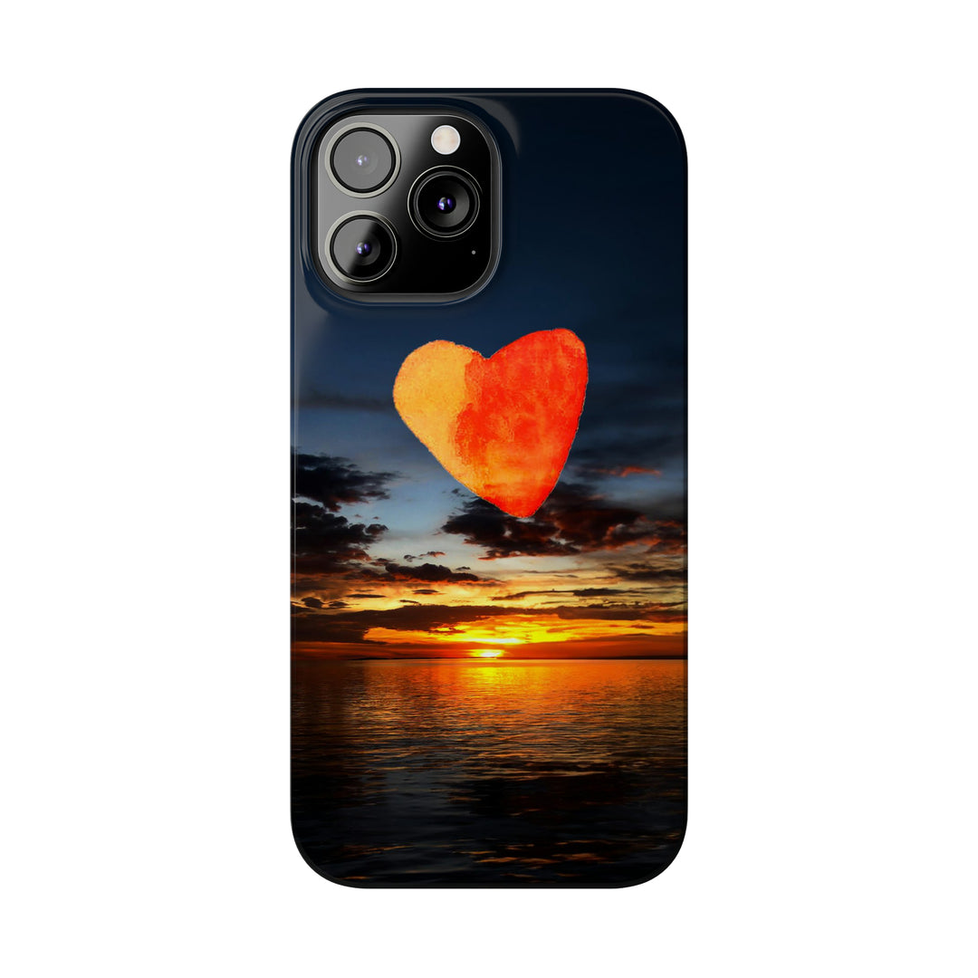 Slim Cute Phone Cases for Iphone - | iPhone 15 Case | iPhone 15 Pro Max Case, Iphone 14 Case, Iphone 14 Pro Max, Iphone 13, Rising Heart Sunset - Studio40ParkLane