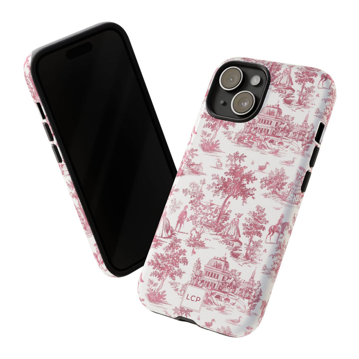 Personalized Custom French Toile Tough Cute Phone Case For Apple iPhone 18, 17, 16, 15 14, Pro Max, Samsung Galaxy S26, S25, S24 Plus Ultra