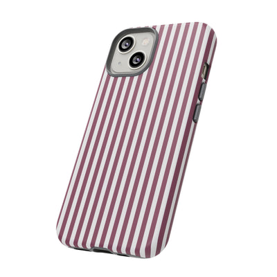 Tough Premium Old Claret Stripes Phone Case Gift for Her - For Apple iPhone 16 Pro Max 16e iPhone 15 Pro iPhone Iphone 14 Plus 13 Pro 12 SE XR - Studio40ParkLane