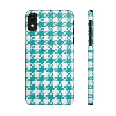 Slim Turquoise Gingham Gift for Her Cute Phone Cases for Iphone 16 Pro Max | iPhone 15 Case | iPhone 15 Pro Max Case, Iphone 14, 13, 12, 11, 10, 8, 7