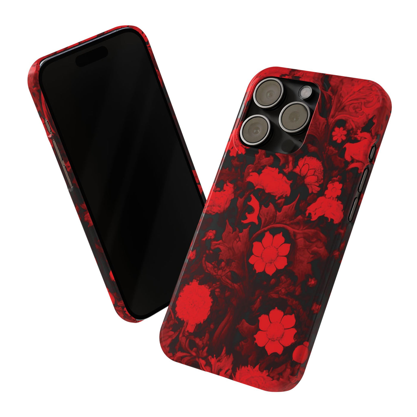 Slim Cute iPhone Cases - | iPhone 15 Case | iPhone 15 Pro Max Case, Iphone 14 Case, Iphone 14 Pro Max, Iphone 13, Red Flowers