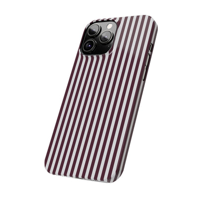 Slim Burgundy Wine Striped Cute Phone Case for Iphone 16 - | iPhone 15 Pro Max Case | iPhone 14 Case Iphone 13 12 11 10 9 8 7 Gift for Her - Studio40ParkLane