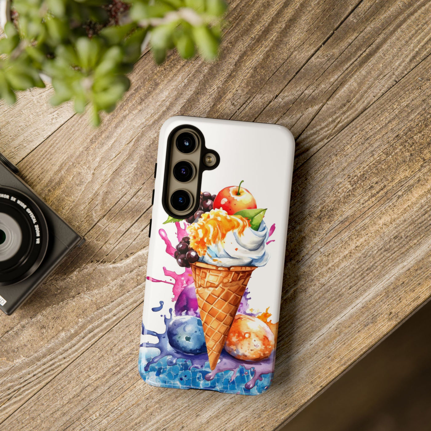 Impact Resistant, Summer Ice Cream Cone, Cute Phone Cases for Samsung S24, S23, S22, S21, IPhone 15 pro Iphone 14 pro Iphone 13 IPhone 12 Iphone 11