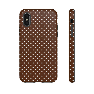 Aesthetic Tough Mocha Brown Polka Dots Premium Phone Case - For iPhone 17 Pro Max iPhone 16 Pro iPhone 15 Iphone 14 Plus 13 Pro 12 11 10 - Studio40ParkLane