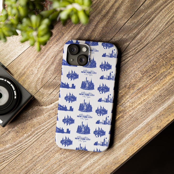 Slim New York Skyline Blue Collage Coquette Gift for Her Cute Phone Cases for Iphone 16 Pro Max | iPhone 15 Case | iPhone 15 Pro Max Case, Iphone 14, Iphone 14 Pro Max, Iphone 13 12 11 8 7 - Studio40ParkLane