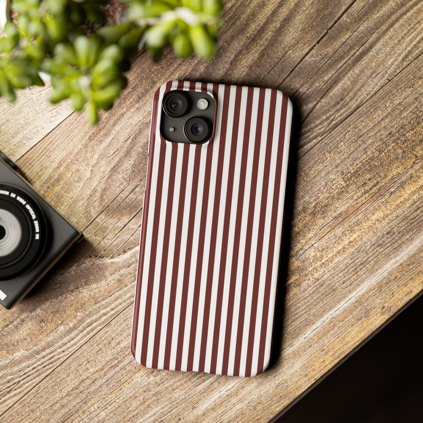 Slim Chocolate Brown Striped Cute Phone Case for Iphone 16 - | iPhone 15 Pro Max Case | iPhone 14 Case Iphone 13 12 11 10 9 8 7 Gift for Her - Studio40ParkLane