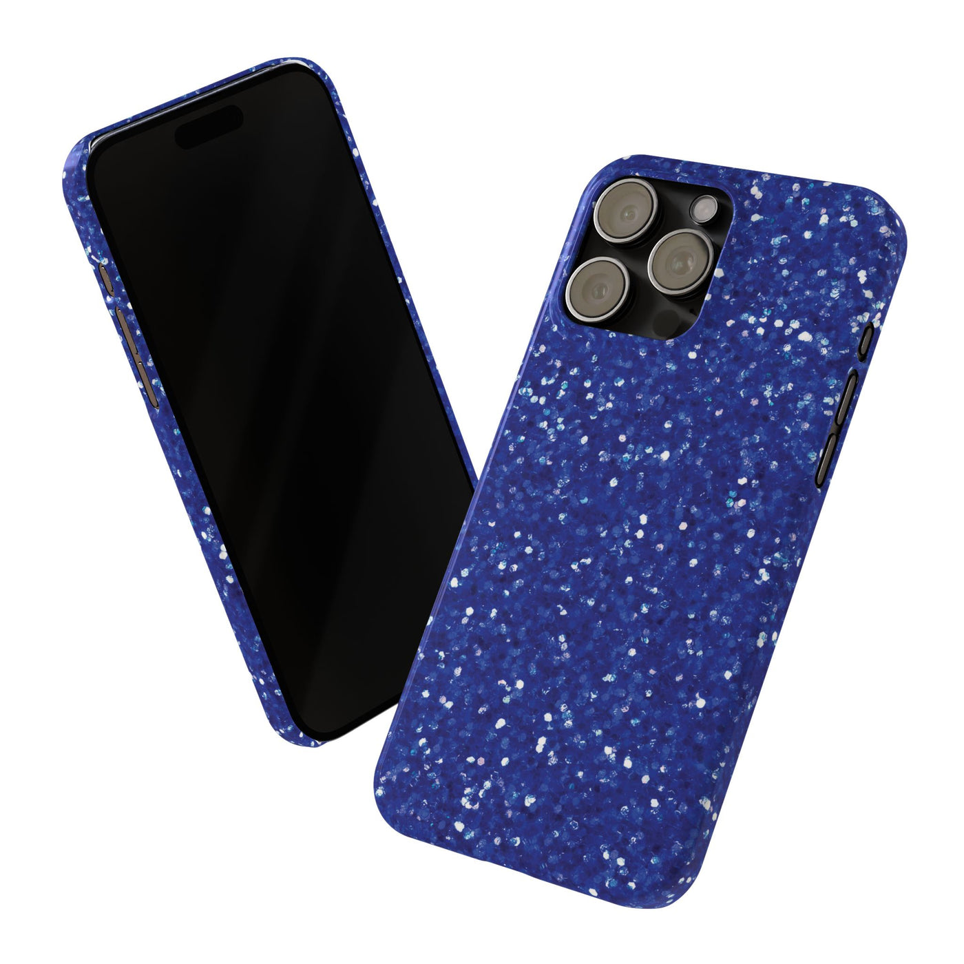 Slim Blue Muted Faux Play on Glitter Effect Cute Phone Cases for Iphone 16 Pro Max | iPhone 15 Case | iPhone 15 Pro Max Case, Iphone 14, Iphone 14 Pro Max, Iphone 13 12 11 8 7