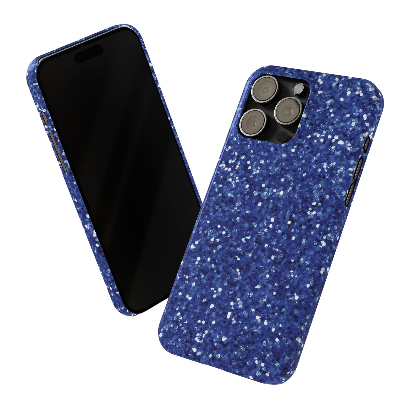 Slim Blue Muted Faux Play on Glitter Effect Cute Phone Cases for Iphone 16 Pro Max | iPhone 15 Case | iPhone 15 Pro Max Case, Iphone 14, Iphone 14 Pro Max, Iphone 13 12 11 8 7