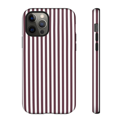 Tough Premium Burgundy Stripes Phone Case Gift for Her - For Apple iPhone 16 Pro Max 16e iPhone 15 Pro iPhone Iphone 14 Plus 13 Pro 12 SE XR - Studio40ParkLane
