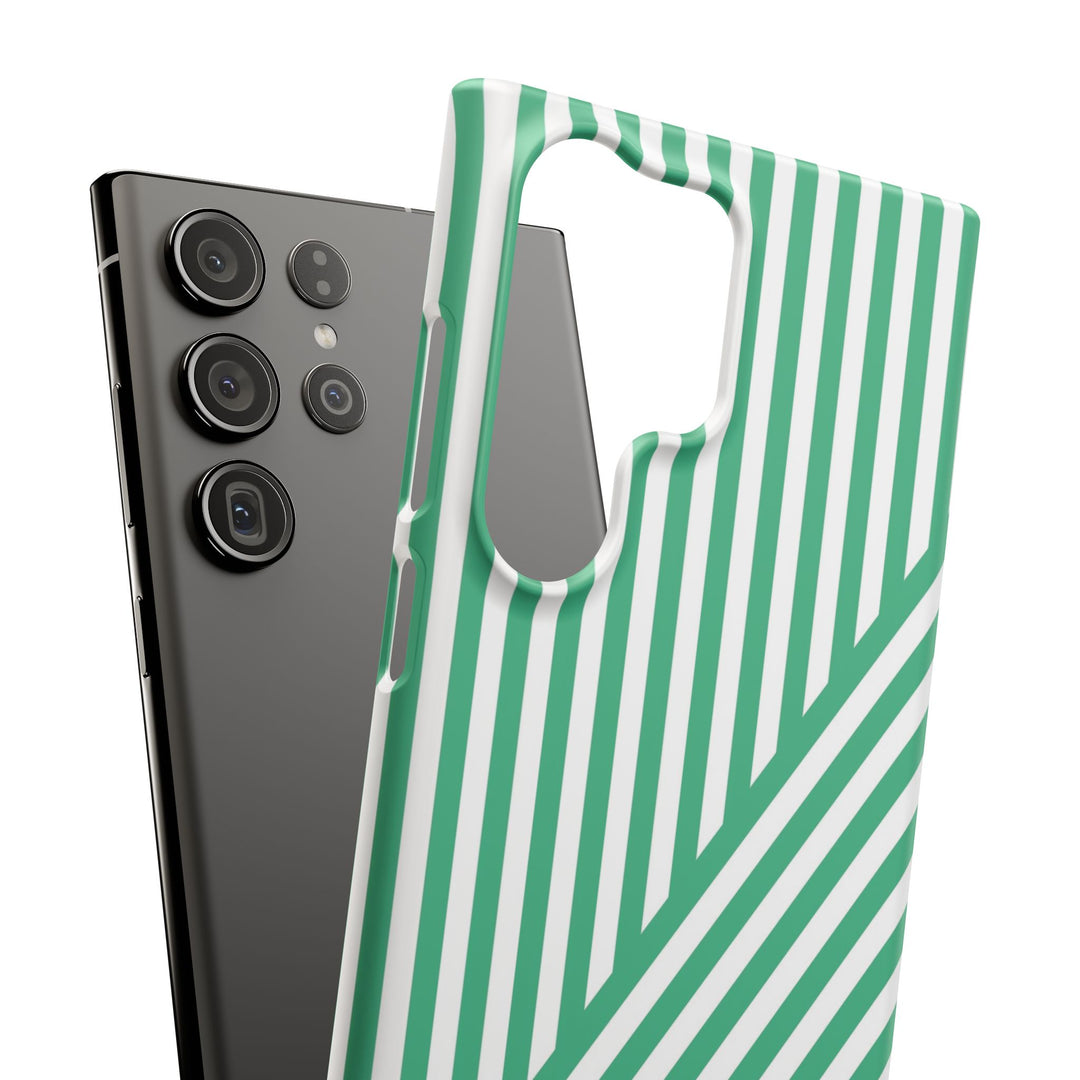 Aesthetic Emerald Stripes Cute Phone Case Sleek Snap - For iPhone 17 Pro Max iPhone 16 Pro iPhone 15 Iphone 14 Plus 13 Pro 12 11 10 Gift